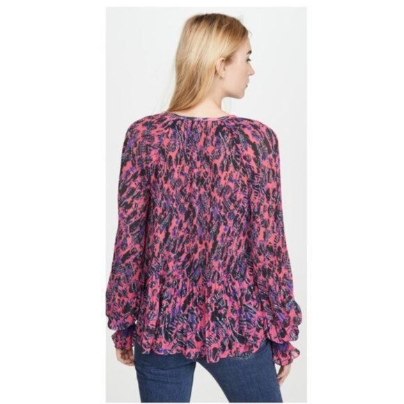 Derek Lam 10 Crosby Helena Pleated Speckled Floral Blouse - 4 - Picture 5 of 10